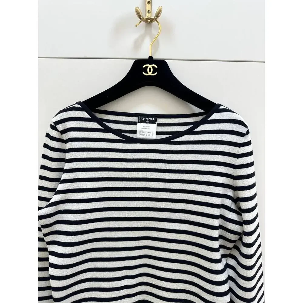 CHANEL Vintage Striped Knit Top - FR 38